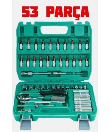 53 Parça 72 Dişli Cırcırlı Soket Seti | S2 Çelik Tornavida Uçlu Tam Takım Seti