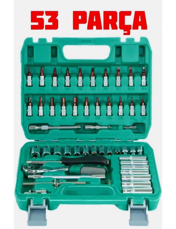 53 Parça 72 Dişli Cırcırlı Soket Seti | S2 Çelik Tornavida Uçlu Tam Takım Seti