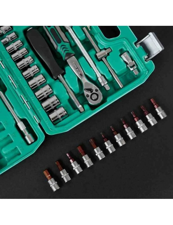 53 Parça 72 Dişli Cırcırlı Soket Seti | S2 Çelik Tornavida Uçlu Tam Takım Seti