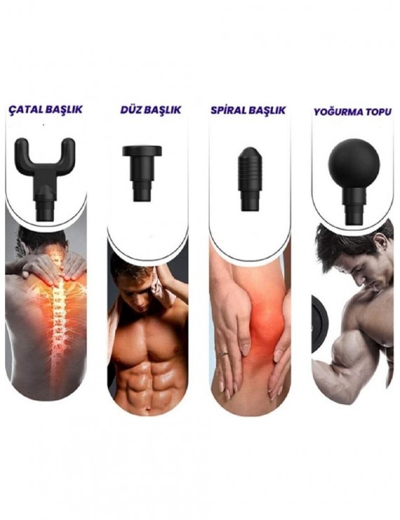 BARUM 4 Başlıklı Masaj Tabancası 6 Fonksiyonlu