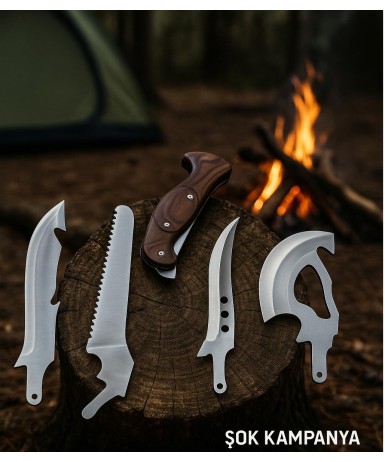 SWAT 4’ü 1 Arada Kamp Bıçak Seti | Testere Balta ve Çok Amaçlı Seyahat Seti
