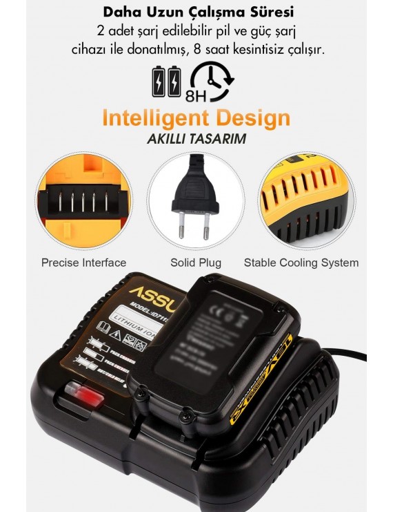 Assur Profesyonel 18V Çift Akülü Budama Makası Budama Testeresi Matkap Vidalama 3'lü Set